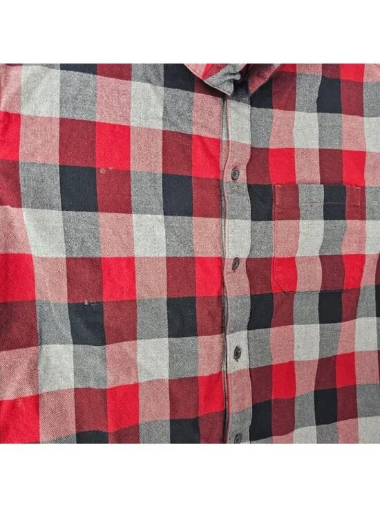 Eddie Bauer Shacket Mens XL Red Plaid Hoodie Button Up Jacket Outdoor Cotton - Picture 3 of 15